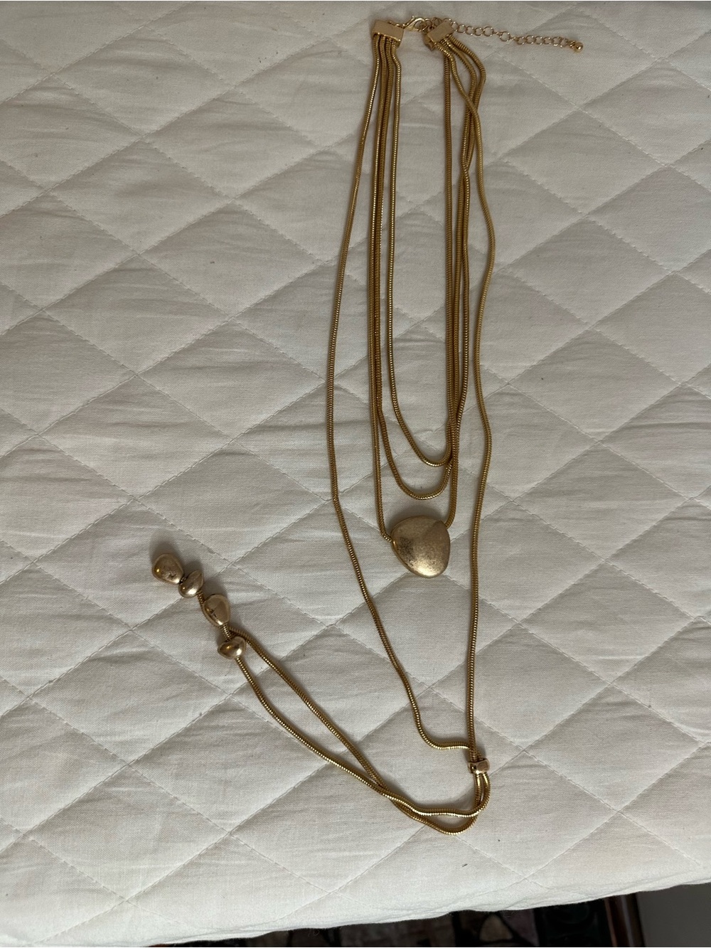 Gold Tone Long Layered Heart Pendant Necklace - Women Jewelry - Picture 7 of 7